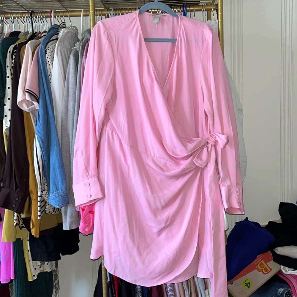 Pink wrapped dress